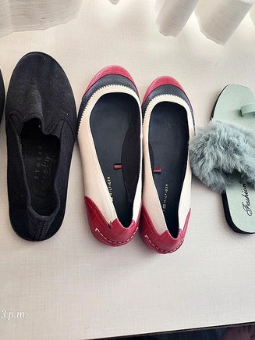 Tommy Hilfiger Women's Flats and Slides 3-Pair Lot in Black & Pink